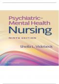 TEST BANK For Psychiatric Mental Health Nursing, 9th Edition by Sheila L. Videbeck 100%  Approved version 2023/2024/ All Chapters 1-24
