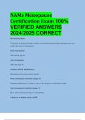 BEST REVIEW NAMs Menopause Certification Exam 100%  VERIFIED ANSWERS  2024/2025 CORRECTNAMs Menopause Certification Exam 100%  VERIFIED ANSWERS  2024/2025 CORRECT