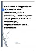CSP2601 Assignment 2 (COMPLETE ANSWERS) 2024 (586775) - DUE 20 June 2024 ;100% TRUSTED workings, explanations and solutions.