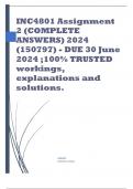 INC4801 Assignment 2 (COMPLETE ANSWERS) 2024 (150797) - DUE 30 June 2024 ;100% TRUSTED workings, explanations and solutions.