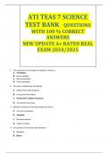 ATI TEAS 7 SCIENCE TEST BANK   QUESTIONS WITH 100 % CORRECT ANSWERS NEW UPDATE A+ RATED REAL EXAM 2024/2025