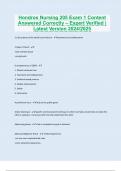 Hondros Nursing 205 Exam 1 Content Answered Correctly – Expert Verified | Latest Version 2024/2025