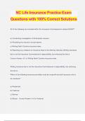 NC Life Insurance Practice Exam Questions with 100% Correct Solutions
