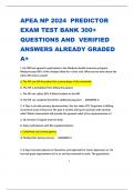 APEA NP 2024  PREDICTOR EXAM TEST BANK 300+ QUESTIONS AND  VERIFIED ANSWERS ALREADY GRADED A+  