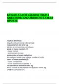   Edexcel A-Level Business Paper 3 QUESTIONS AND ANSWERS LATEST UPDATE                  market definition anywhere buyers and sellers meet mass market aim and eg aimed at everyone eg. cornflakes pros of mass markets (2) - large market - economies of scale