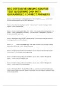 NSC DEFENSIVE DRIVING COURSE TEST QUESTIONS 2024 WITH GUARANTEED CORRECT ANSWERS