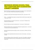 DEFENSIVE DRIVING SCHOOL FINAL TEST QUESTIONS WITH GUARANTEED CORRECT ANSWERS