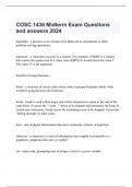  COSC 1436 Midterm Exam Questions and answers 2024