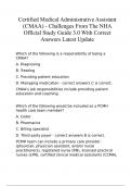 Certified Medical Administrative Assistant (CMAA) Study Guide With Correct Answers Latest Update