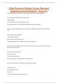 CNA Practice Written Exam Revised Questions and Answers / Sure A+