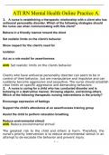 ATI RN Mental Health Online Practice  A 60 terms. (QUESTIONS WITH 100% CORRECT ANSWERS ) (2024 / 2025) (Verified by Experts)