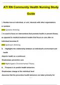 ATI RN Community Health Nursing Study Guide (QUESTIONS WITH 100% CORRECT ANSWERS ) (2024 / 2025) (Verified by Experts)