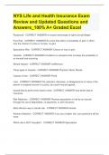 NYS Life and Health Insurance Exam Review and Updated Questions and Answers_100% A+ Graded Excel