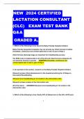 NEW  2024 CERTIFIED LACTATION CONSULTANT (CLC)   EXAM TEST BANK Q&A   GRADED A+