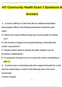 Community Health Exam 3 ATI (QUESTIONS WITH 100% CORRECT ANSWERS ) (2024 / 2025) (Verified by Experts)