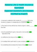 Alabama Life & Health Insurance Exam2024  Expected Questions and Answers  (Verified by Expert)