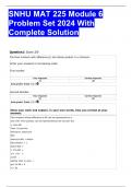 SNHU MAT 225 Module 6 Problem Set 2024 With Complete Solution