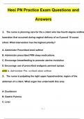 Hesi PN Practice Exam (QUESTIONS WITH 100% CORRECT ANSWERS ) (2024 / 2025) (Verified by Experts)
