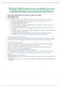 Biology 1090 Introduction to Molecular and  Cellular Biology Actual Final Exam Notes