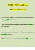 CHEM 210 Final Exam  Questions and Answers 