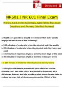 NR 601 Care of the Mature Adults Final Exam 2024 Expected Questions & Revised Correct Answers. (2024 / 2025) 100% Guarantee Pass