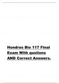 Hondros Bio 117 Final  Exam With qustions  AND Correct Answers.