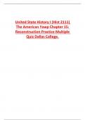 United State History I (Hist 2111) The American Yawp Chapter 15:  Reconstruction Practice Multiple  Quiz Dallas College