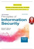 TEST BANK and SOLUTION MANUAL For Whitman and Mattord, Principles of Information Security 7th Edition, Verified Module 1 - 12, Complete Newest Version