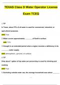 TEXAS Class D Water Operator License Exam TCEQ (QUESTIONS WITH 100% CORRECT ANSWERS ) (2024 / 2025) (Verified by Experts)