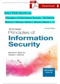 TEST BANK and SOLUTION MANUAL For Whitman and Mattord, Principles of Information Security 7th Edition, Verified Module 1 - 12, Complete Newest Version
