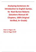 Solutions Manual for Analysing Sentences An Introduction to English Syntax 4th Edition By Noel Burton Roberts (All Chapters, 100% Original Verified, A+ Grade) 