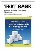 Test Bank for Essentials of Nursing Leadership & Management 7th Edition by Sally A Weiss. Ruth M Tappen 