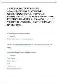 ANTEPARTAL TESTS (DAVIS  ADVANTAGE FOR MATERNALNEWBORN NURSING: CRITICAL  COMPONENTS OF NURSING CARE: 4TH  EDITION) CHAPTER 6: EXAM `&  VERIFIED ANSWERS | LATEST UPDATE |  RATED 100%