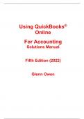 Solutions Manual for Using QuickBooks Online for Accounting (2022) 5th Edition By Glenn Owen (All Chapters, 100% Original Verified, A+ Grade)