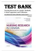 Test Bank for Nursing Research in Canada: Methods, Critical Appraisal, and Utilization 4TH EDITION LoBiondo-Wood