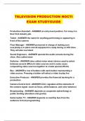 TELEVISION PRODUCTION NOCTI EXAM STUDYGUIDE 