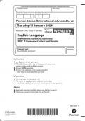 PEARSON EDEXCEL A LEVEL/ AS LEVEL ENGLISH LANGUAGE QUESTION PAPER 1 2024 (WEN01/01:Language: Context and Identity)