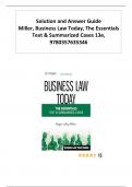 Solution and Answer Guide Miller, Business Law Today, The Essentials  Text & Summarized Cases 13th Edition |9780357635346 | Updated Version 2024 A+