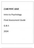 (WGU C180) PSYC 1010 Introduction to Psychology Final Assessment Guide Q & S 2024