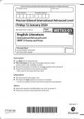 PEARSON EDEXCEL A LEVEL ENGLISH LITERATURE PAPER 3 2024 (WET03/01:Poetry and Prose)