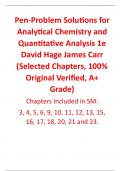 Pen-Problem Solutions Manual for Analytical Chemistry and Quantitative Analysis 1st Edition By David Hage, James Carr (All Chapters, 100% Original Verified, A+ Grade) 