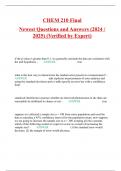 CHEM 210 Final Newest Questions and Answers (2024 / 2025) (Verified by Expert)