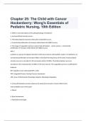 Chapter 25: The Child with Cancer Hockenberry: Wong's Essentials of Pediatric Nursing, 10th Edition exam questions and 100% correct answers 2024