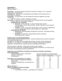 Samenvatting werkcollege aantekeningen statistiek 1