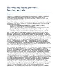 Marketing Management Fundamentals Summary