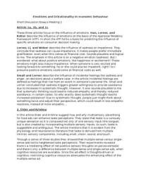 Short Discussion Essays Meeting 2 (Han et al., Lerner et al., Small et al., Elder et al., Morales et al.)