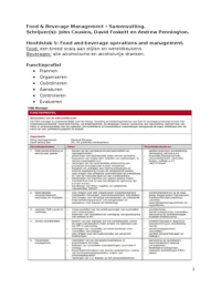 Food and Beverage Management