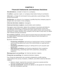 Accounting 1 - Chapter 1: Financial Statements and Business Decisions