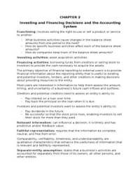 Accounting 1 - Chapter 2: Investing and Financing Decisions and the Accounting System