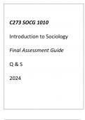 (WGU C273)SOCG 1010 Introduction to Sociology Final Assessment Guide Q & S 2024.